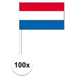 100x Nederlandse zwaaivlaggetjes 12 x 24 cm