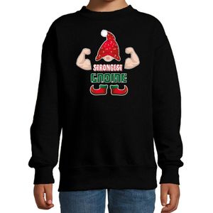 Bellatio Decorations kersttrui/sweater voor jongens - Sterkste Gnoom - zwart - Kerst kabouter