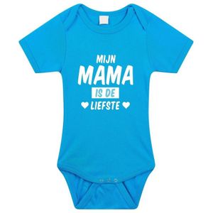 Mijn mama is de liefste tekst baby rompertje blauw jongens - Kraamcadeau - Babykleding