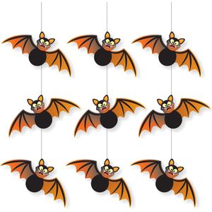 3x stuks halloween hangende vleermuizen decoratie zwart/oranje 70 cm brandvertragend papier
