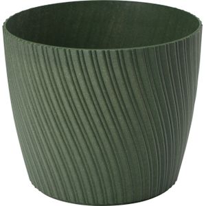 Form Plastic Plantenpot/bloempot Waves - kunststof - donkergroen - D17 x H14 cm - rond