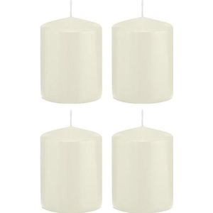 4x Ivoorwitte cilinderkaars/stompkaars 6 x 8 cm 29 branduren - Geurloze kaarsen - Woondecoraties