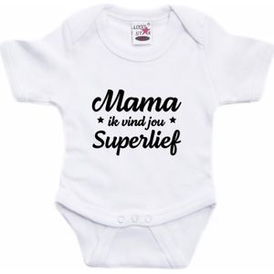 Mama superlief tekst baby rompertje wit jongens en meisjes - Kraamcadeau/ Moederdag cadeau - Babykleding