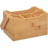 5Five Keuken gerei rekje/aanrecht spullen organizer - 20 x 14 x 24 cm - bamboe hout - met hengsel