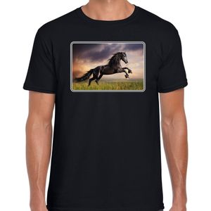 Dieren shirt met paarden foto - zwart - voor heren - natuur / paard cadeau t-shirt - kleding