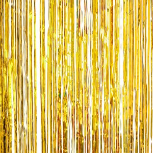 Folie deurgordijn goud 200 x 100 cm - Feestartikelen/versiering - Tinsel deur gordijn