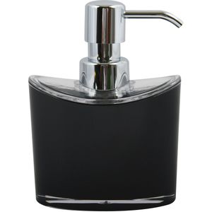 MSV Zeeppompje/dispenser Aveiro - PS kunststof - zwart/zilver - 11 x 14 cm - 260 ml