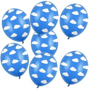 Thema feest ballonnen 18x stuks blauwe aarde/wolken/lucht 30 cm