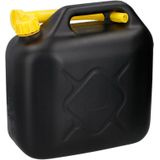 Dunlop Jerrycan/benzinetank - 10 liter - zwart/geel - kunststof - met lange schenktuit