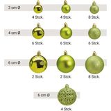 Kerstballen - 50x st - lime groen - kunststof - glans-mat-glitter - 3-4-6 cm
