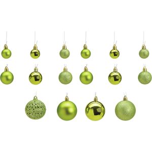 Kerstballen - 50x st - lime groen - kunststof - glans-mat-glitter - 3-4-6 cm