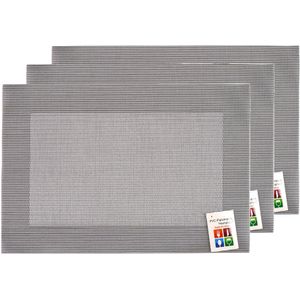 Placemats Hampton - 6x - zilver/grijs - PVC - 30 x 45 cm