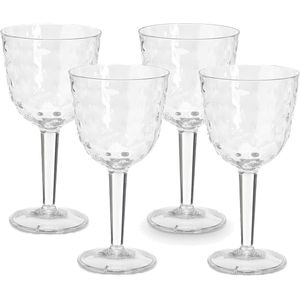 Leknes Wijnglas Gloria - 4x - transparant - onbreekbaar kunststof - 450 ml - camping/verjaardag