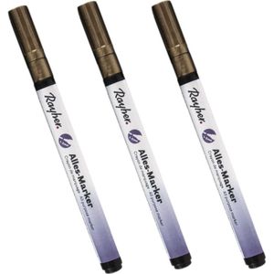 3x stuks gouden marker stift met een fijne punt - Stiften om mee te schrijven/tekenen