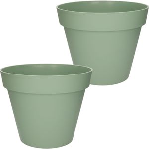 2x stuks bloempotten Toscane kunststof groen D30 x H26 cm - 10 liter - Potten/plantenpotten