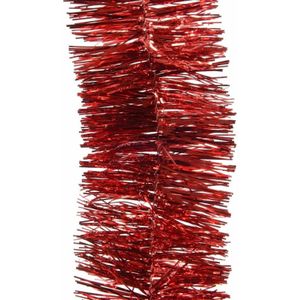 5x Kerstslingers kerst rood 270 cm - Guirlande folie lametta - Kerst rode kerstboom versieringen