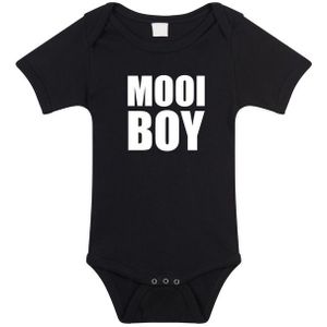 Mooiboy tekst baby rompertje zwart jongens - Kraamcadeau - Babykleding