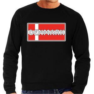 Denemarken / Denmark landen sweater zwart heren - Denemarken landen sweater / kleding - EK / WK / Olympische spelen outfit
