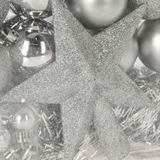 Christmas Decorations kerstversiering set 54st -zilver -voor kleine boom