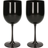 2x stuks onbreekbaar wijnglas zwart kunststof 48 cl/480 ml - Onbreekbare wijnglazen