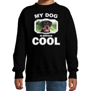 Rottweiler honden trui / sweater my dog is serious cool zwart - kinderen - Rottweilers liefhebber cadeau sweaters - kinderkleding / kleding
