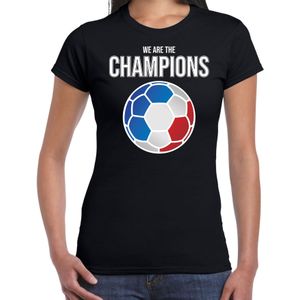 Tsjechie EK/ WK supporter t-shirt - we are the champions met Tsjechische voetbal - zwart - dames - kleding / shirt