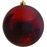 2x Grote donkerrode kunststof kerstballen van 20 cm - glans - donkerrode kerstboom versiering