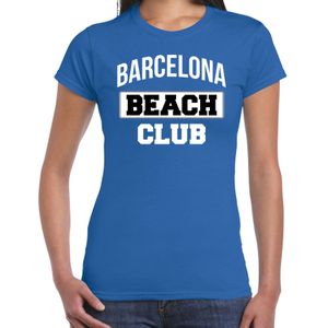 Barcelona beach club zomer t-shirt voor dames - blauw - beach party / vakantie outfit / kleding / strand feest shirt