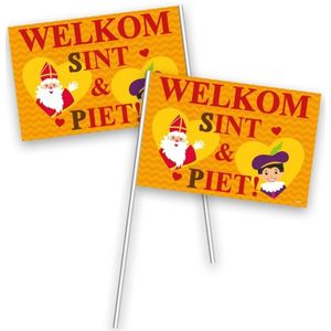 Voordeelset 150x welkom Sint en Piet zwaaivlaggetjes - sinterklaas vlaggetjes