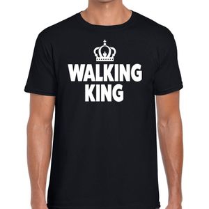 Walking King t-shirt zwart heren - feest shirts heren - wandel/avondvierdaagse kleding