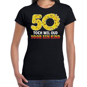 Funny emoticon t-shirt 50 Toch wel oud voor een kind zwart voor dames - cadeau shirt voor 50e verjaardag  / Sarah