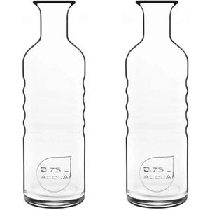 2x Glazen water karaffen van 750 ml Optima- Sapkannen/waterkannen/schenkkannen
