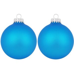 12x Intens blauwe glazen kerstballen mat 7 cm kerstboomversiering - Kerstversiering/kerstdecoratie blauw
