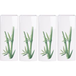 4x Witte radiator waterverdampers/luchtbevochtigers botanische planten print bamboe blad 21 cm - Waterverdampers voor de verwarming