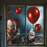 Fiestas Horror raamstickers terror clown - 30 x 40 cm - herbruikbaar - Halloween thema decoratie/versiering