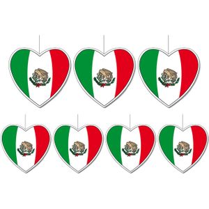 7-delige hou van Mexico versiering set hartjes van 14 cm en 28 cm - Landen vlaggen feestartikelen