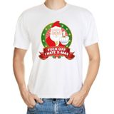 Foute kerst shirt wit - Gangster Kerstman - Fuck off I hate x-mas - voor heren