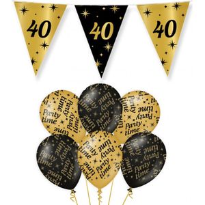Paperdreams - Verjaardag 40 jaar feest pakket zwart/goud party-time
