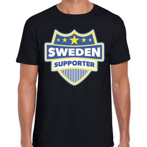 Sweden supporter schild t-shirt zwart voor heren - Zweden landen t-shirt / kleding - EK / WK / Olympische spelen outfit