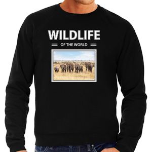 Dieren foto sweater Olifant - zwart - heren - wildlife of the world - cadeau trui Olifanten liefhebber