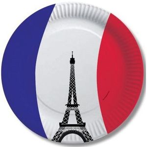 Frankrijk wegwerp bordjes 20 stuks - kartonnen Franse vlag thema borden - feestartikelen