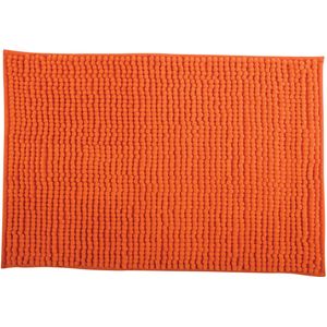 MSV Badkamerkleed/badmat/toilet - voor op de vloer - oranje - 60 x 90 cm - microvezel - anti-slip