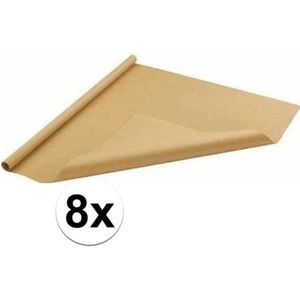 8x Inpakpapier bruin  500 x 70 cm op rol - cadeaupapier