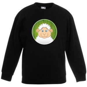 Kinder sweater zwart met vrolijke lammetje print - lammetjes trui - kinderkleding / kleding