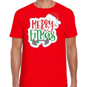 Merry fitmas Kerstshirt / Kerst t-shirt rood voor heren - Kerstkleding / Christmas outfit