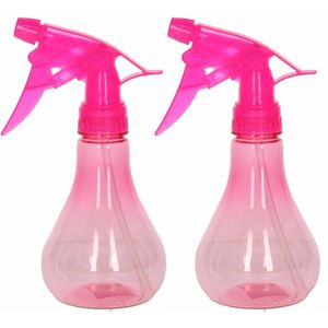 2x Waterverstuivers/spuitflessen 250 ml roze - Plantenspuiten/schoonmaakspuiten