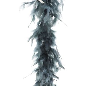 Boa kerstslinger veren - grijs - 200 cm - kerstversiering