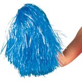 Boland Cheerballs/pompoms - 2x - blauw - met franjes en ring handgreep - 28 cm - voor cheerleaders