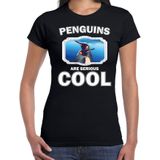 Dieren pinguins t-shirt zwart dames - penguins are serious cool shirt - cadeau t-shirt pinguin/ pinguins liefhebber