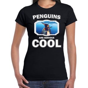 Dieren pinguins t-shirt zwart dames - penguins are serious cool shirt - cadeau t-shirt pinguin/ pinguins liefhebber